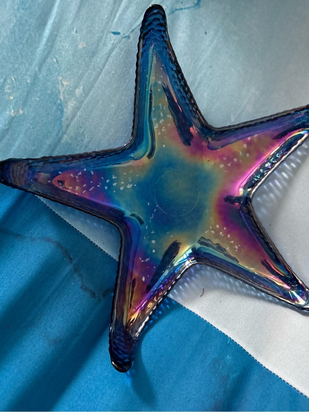 Iridescent Glass Starfish Decorative Dish - Multicolor 10 inches